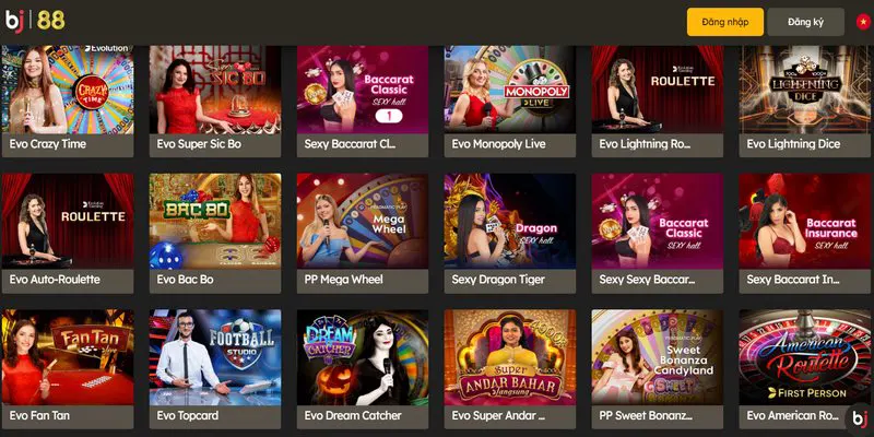 Đa dạng trò chơi đình đám xuất hiện tại casino BJ88